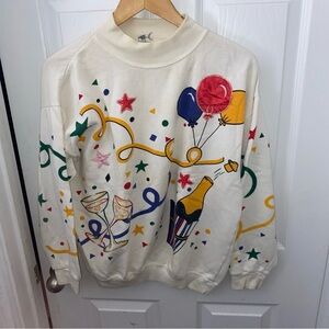 80s Vintage First Run New Year Bash Crew Neck Sweater Size M